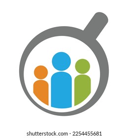 people inside magnifying glass 5 logo