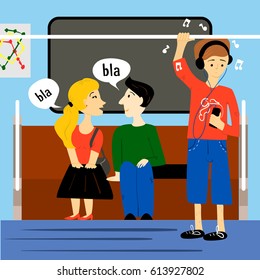 People inside metro train vector illustration EPS10