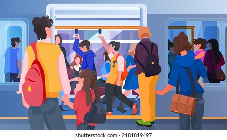 personas dentro del metro del tren durante el viaje pasajeros en transporte público horizontal