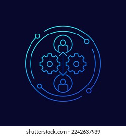 icono de interacción de personas, diseño lineal