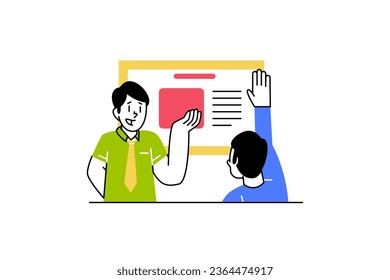 People Interested in Self Development Activity Illustration in flat style design for your education, school organization, finance, and business 