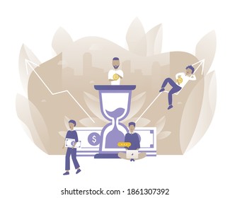 People are investing in future. Vector illustration with Web communication idea for telework, remote working, social media, finance, business and money