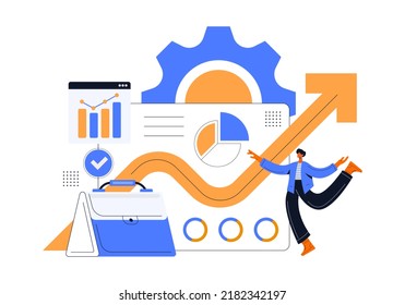 People Investing Money , Receiving Passive Income, Saving Money. Collection of Investor Portfolio, Pension Plan, Venture Capital, Corporate Bond. Flat vector illustration