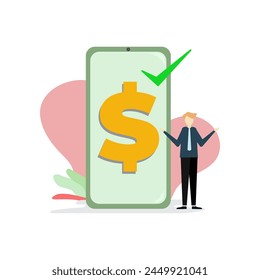 People Investing using smartphone, modern investment concept illustration, vector eps 10. 