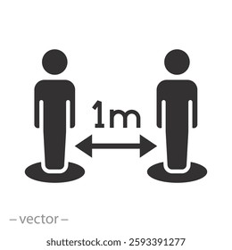 people isolation from coronavirus, social distance icon from spread virus, prevention safety, flat vector illustration