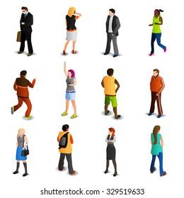 People isometric icons set with men and women in business and sport isolated vector illustration 