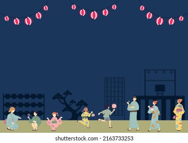 people in Japanese summer festival 