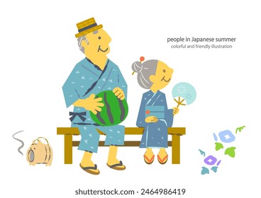 people in Japanese traditional summer dress