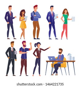 People Job Search Candidate Queue on Interview Cartoon. Competition for Place at Work. Boss Chief, HR Manager Select Employees Sitting at Table with Laptop. Vector Recruitment Flat Illustration