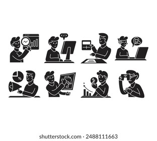 people job and work character icons set