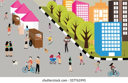 people jogging activities road on car free day  outdoor urban town 