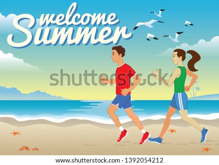 people jogging at the beach bar