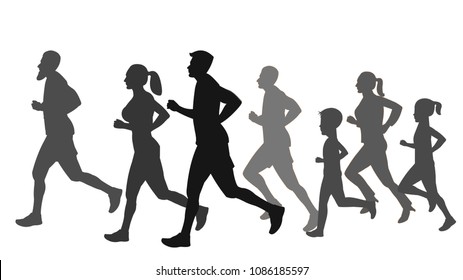 People jogging silhouette