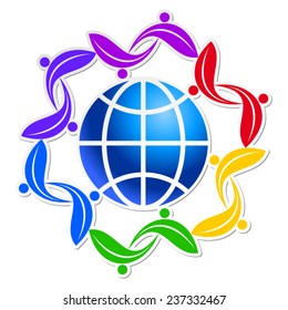 People joined around the globe. Abstract Illustration of ecology