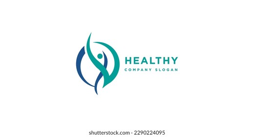 people jump healthy life logo design vector inspiration.