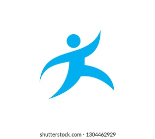 People Jump Icon With Yellow Color. Run Logo. Human Abstract
