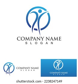 People jump star success ,Human character logo sign illustration vector design