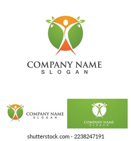 People jump star success ,Human character logo sign illustration vector design
