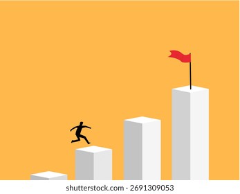 People jump step by step to their target