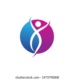 People jump success logo character logo sign illustration vector design