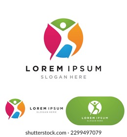 People jump success logo vector