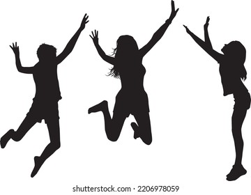  People jump vector silhouette .