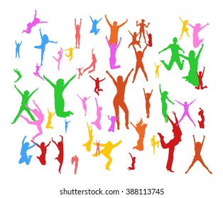People Jumping Big Group 