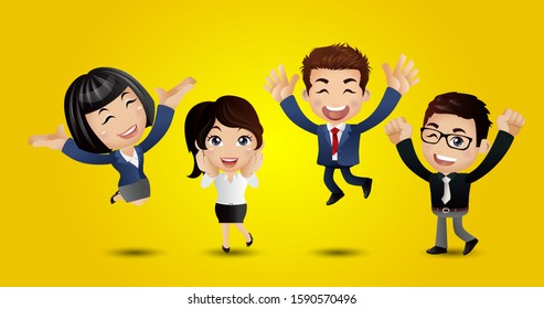 People jumping celebrating success achievement