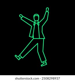 People are jumping with joyful expressions. A character with an outline of young adults in casual fashion. flat design style minimal vector illustration.