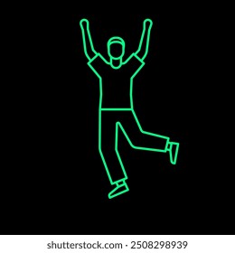 People are jumping with joyful expressions. A character with an outline of young adults in casual fashion. flat design style minimal vector illustration.