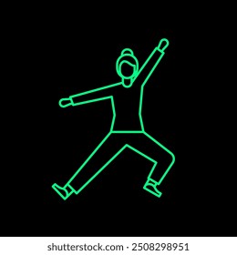 People are jumping with joyful expressions. A character with an outline of young adults in casual fashion. flat design style minimal vector illustration.