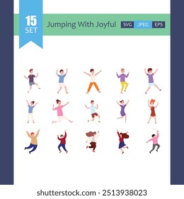 People are jumping with joyful expressions Illustration