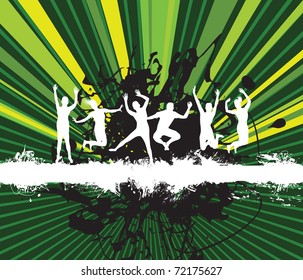 people jumping on a splash banner