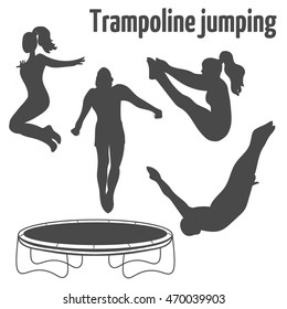 People jumping on the trampoline. Trampoline icons. Logo design.