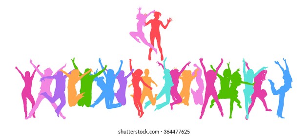 People Jumping Together we Celebrate 