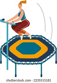 People jumping trampolines set of isolated vector illustration. Trampolining people and rebounders. Entertainment park.