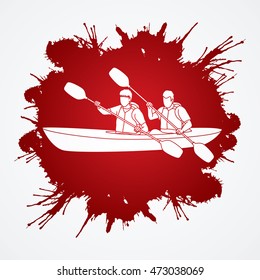 People kayaking designed on splatter blood background graphic vector.