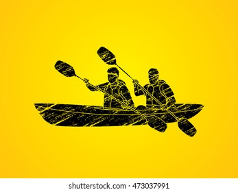 People kayaking designed using grunge brush graphic vector.