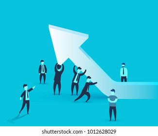 People keep the business arrow at the top. Vector illustration