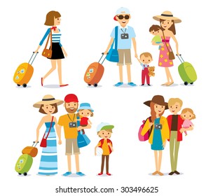 People With Kids Travelling On Vacation