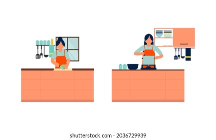 Personas en la cocina durante la ilustración del proceso de cocina