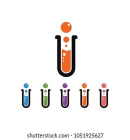 people lab or letter i lab logo with laboratory illustration