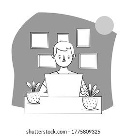 People with laptop illustrator template