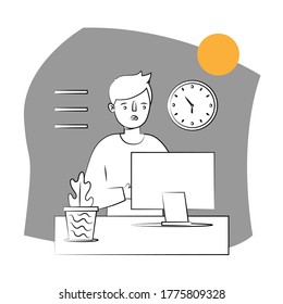 People with laptop illustrator template
