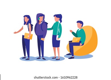 People with laptops design, Digital technology communication social media internet web and device theme Vector illustration
