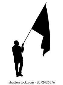 Menschen mit großen Flaggen. Isolierte Silhouetten von Menschen auf weißem Hintergrund