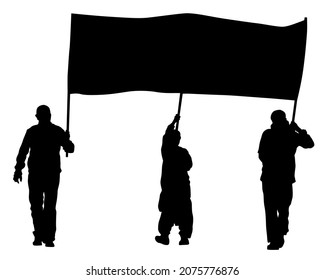 People Large Flags Isolated Silhouettes People Stock Vector (Royalty ...