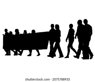 Menschen mit großen Flaggen. Isolierte Silhouetten von Menschen auf weißem Hintergrund