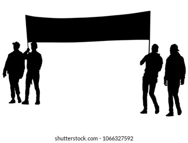 Menschen mit großen Flaggen auf weißem Hintergrund