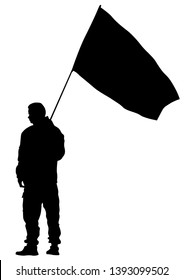 Menschen mit großen Flaggen auf weißem Hintergrund